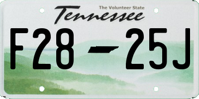 TN license plate F2825J