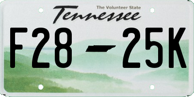 TN license plate F2825K