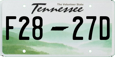TN license plate F2827D