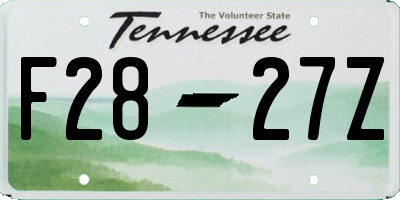 TN license plate F2827Z