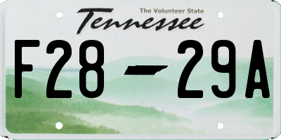 TN license plate F2829A