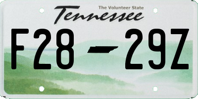 TN license plate F2829Z