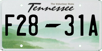 TN license plate F2831A