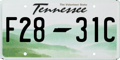 TN license plate F2831C