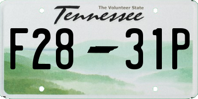 TN license plate F2831P
