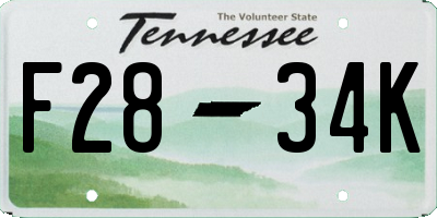 TN license plate F2834K
