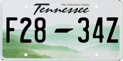 TN license plate F2834Z