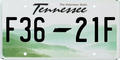 TN license plate F3621F