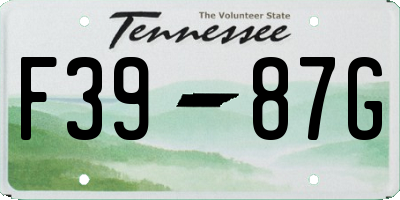 TN license plate F3987G