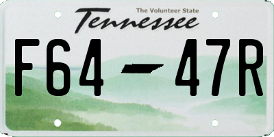 TN license plate F6447R