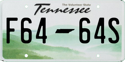 TN license plate F6464S