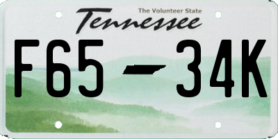 TN license plate F6534K