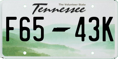 TN license plate F6543K