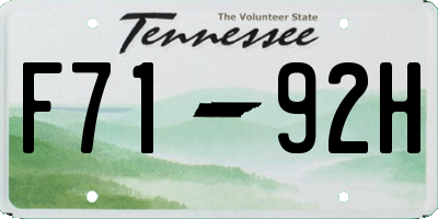 TN license plate F7192H