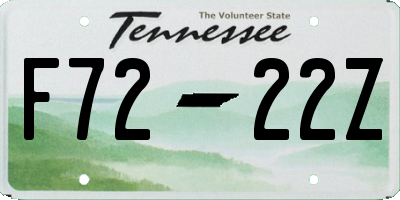 TN license plate F7222Z