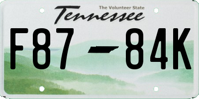 TN license plate F8784K