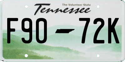 TN license plate F9072K