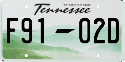 TN license plate F9102D