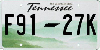 TN license plate F9127K