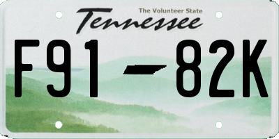 TN license plate F9182K