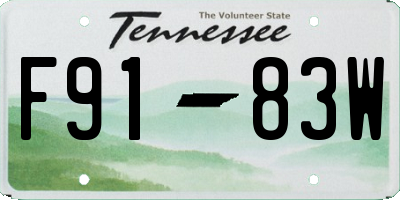 TN license plate F9183W