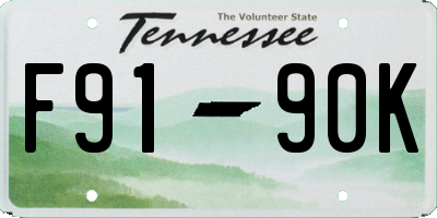 TN license plate F9190K