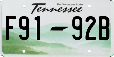 TN license plate F9192B