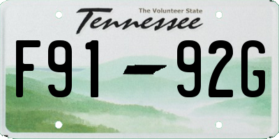TN license plate F9192G
