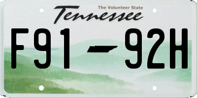 TN license plate F9192H