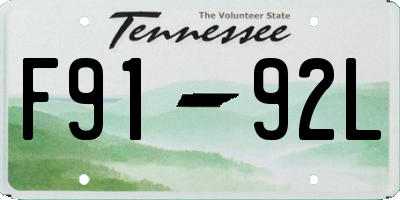 TN license plate F9192L