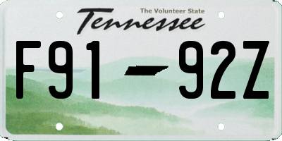 TN license plate F9192Z