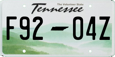 TN license plate F9204Z