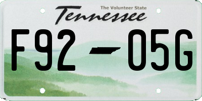 TN license plate F9205G