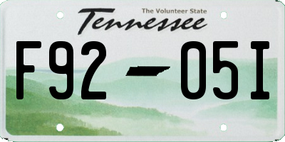 TN license plate F9205I