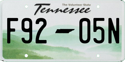 TN license plate F9205N