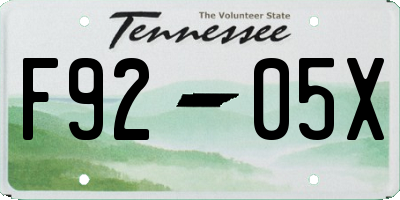 TN license plate F9205X