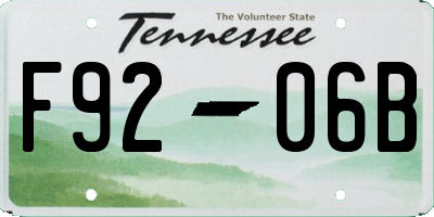 TN license plate F9206B