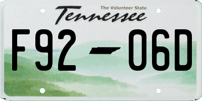 TN license plate F9206D