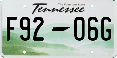 TN license plate F9206G