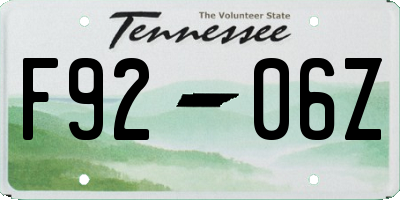 TN license plate F9206Z