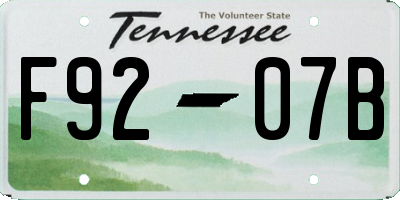 TN license plate F9207B