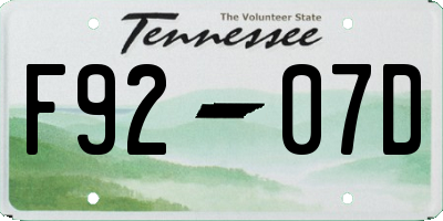 TN license plate F9207D