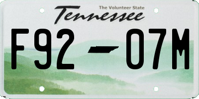 TN license plate F9207M