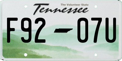 TN license plate F9207U