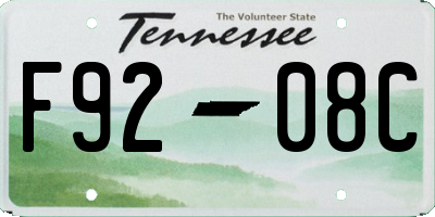 TN license plate F9208C