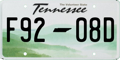 TN license plate F9208D