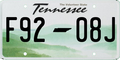 TN license plate F9208J