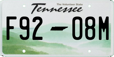 TN license plate F9208M