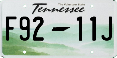 TN license plate F9211J