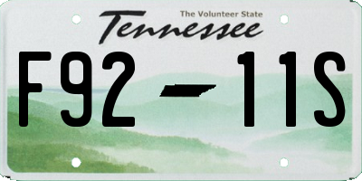 TN license plate F9211S